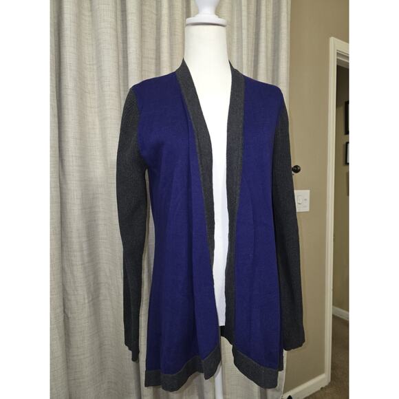 41Hawthorn Women's Large Bluish Purple And Gray Long Open Front Cardigan - Picture 2 of 8